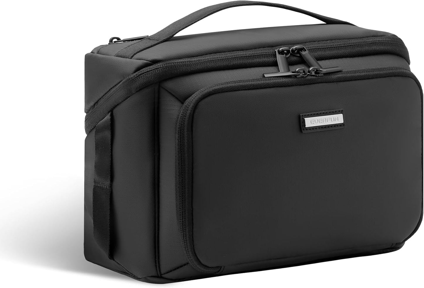 Everfun Compact Toiletry Bag for Men and Women Traveling, Wide Open Shaving Dopp Kit, Water Resistant Makeup Organizer Hygiene Bag with Wet Dry Compartment - Black, Medium