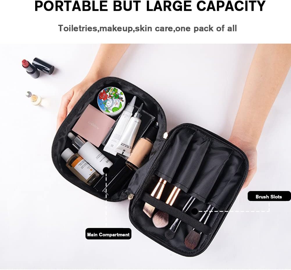 FITINI Large Makeup Bags Double Layer Travel Cosmetic Cases Make-up Organizer Water-resistant Toiletry Bags for Women Makeup Brush Storage Bag,Light Blue