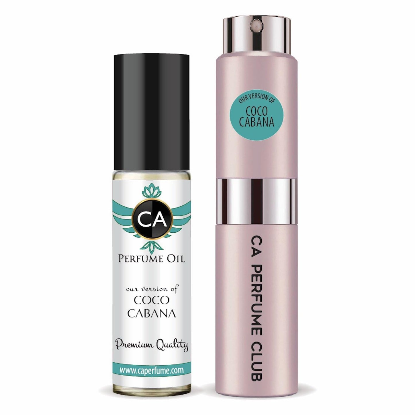 CA Perfume Duo Impression of Coconut Cabana For Women Perfume Layering Set Long Lasting Travel Size EDP + Body Oil Roll-On Bottle 0.27 Fl Oz+0.33 Fl Oz