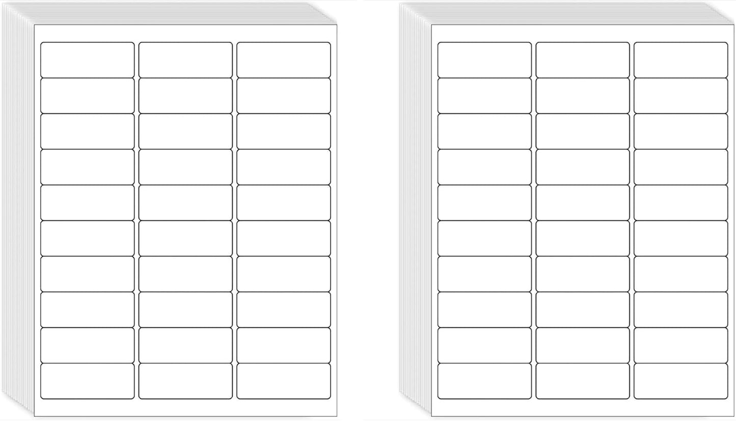 1" x 2-5/8" Shipping Address Labels 3000 Label Stickers Paper for Laser/Inkjet Printer 30 per Page Printable Mailing Labels - Matte, 100 Sheets (Pack of 2)