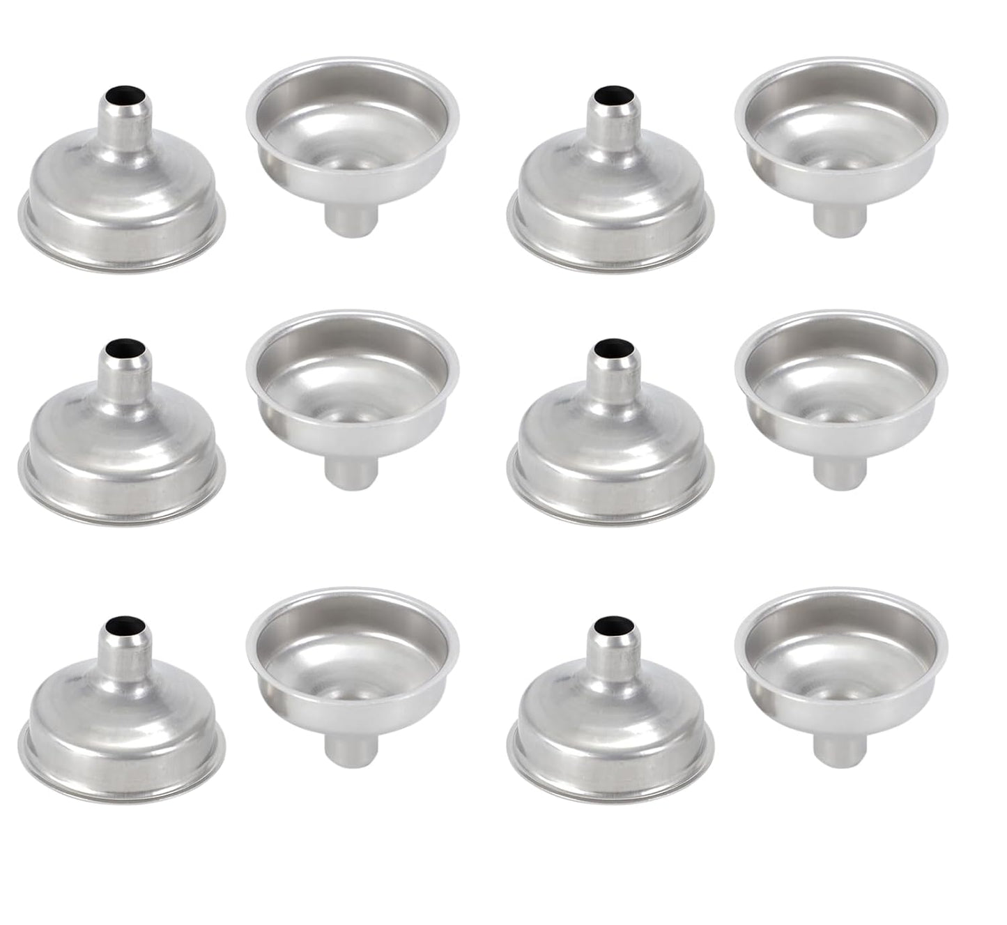 1.45'' Stainless Steel Mini Funnels 12pcs for Miniature Bottles, Essential Oils, DIY Lipbalms Cooking Spices Liquids, Homemade Make-Up Fillers (12)