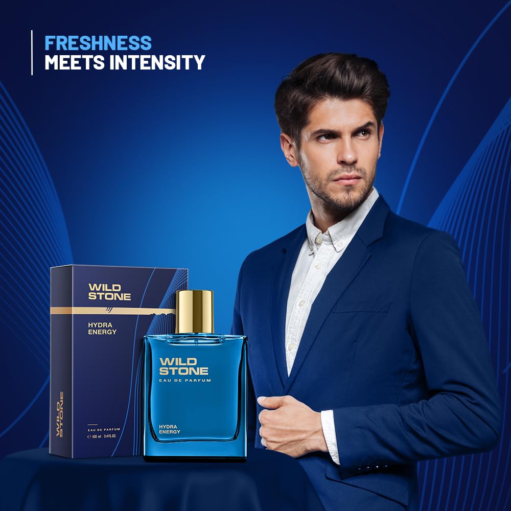 Wild Stone Hydra Energy EDP Premium Perfume for Men, 100 Ml | Long-lasting Eau De Parfum | Refreshing Fragrances for Modern Man | Active Lifestyle | Gift For Men