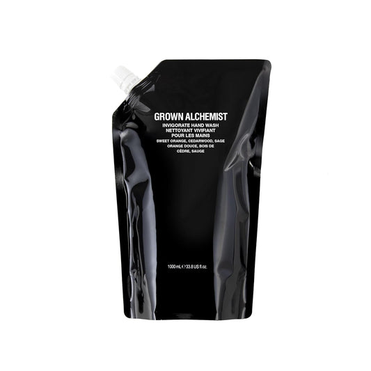 Grown Alchemist Invigorate Hand Wash Refill Pouch, Sweet Orange, Cedarwood, Sage. Soothe, Soap to Cleanse & Nourish Skin, (1L).