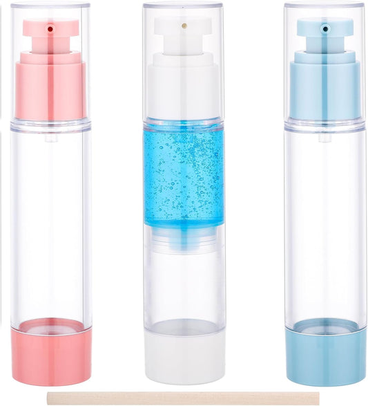 Segbeauty 1.7oz Empty Airless Travel Lotion Dispenser Bottles for Toiletries, 3pcs Refillable Small Travel Containers for Creams, 50ml Mini Pump Bottle Dispenser, Vacuum Skincare Cosmetic Containers