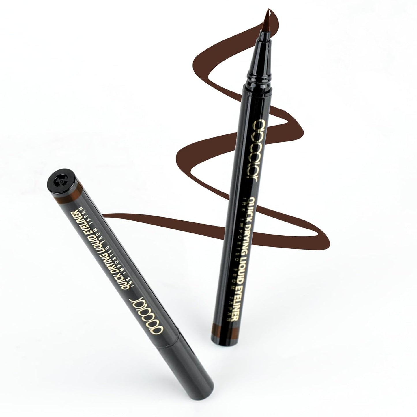 docolor Eyeliner, 2PCS Brown Liquid Eyeliner Waterproof Eye Liner Pen Super Slim Precise All Day Brown Eye Pencils Professional Makeup Liquid Eye Liner Pencil for Women