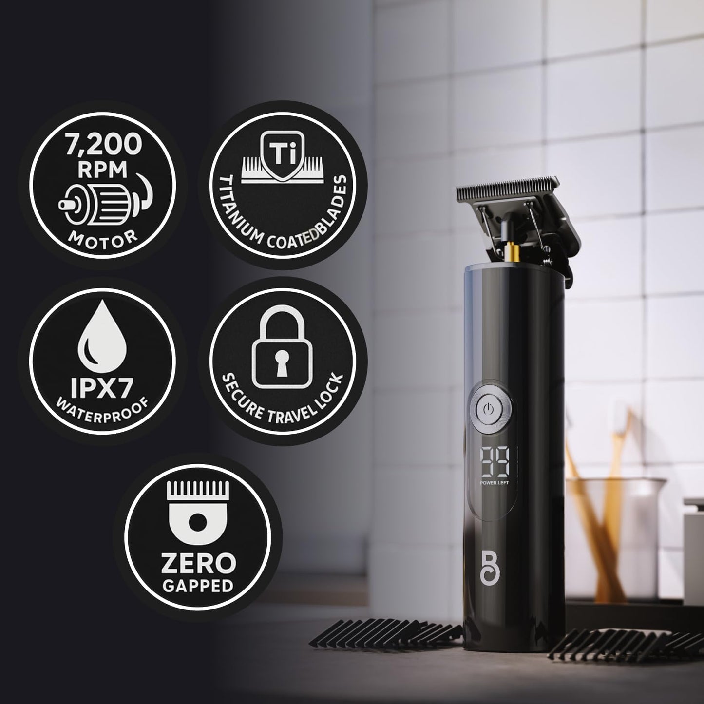 The Beard Club Professional T-Blade Beard Trimmer for Men LT - Barber Electric Shaver, Mustache & Hair Clippers for Men Zero Gapped Cordless Buzzer Hair Trimmer & T Liner - Edger Line Up Grooming Kit