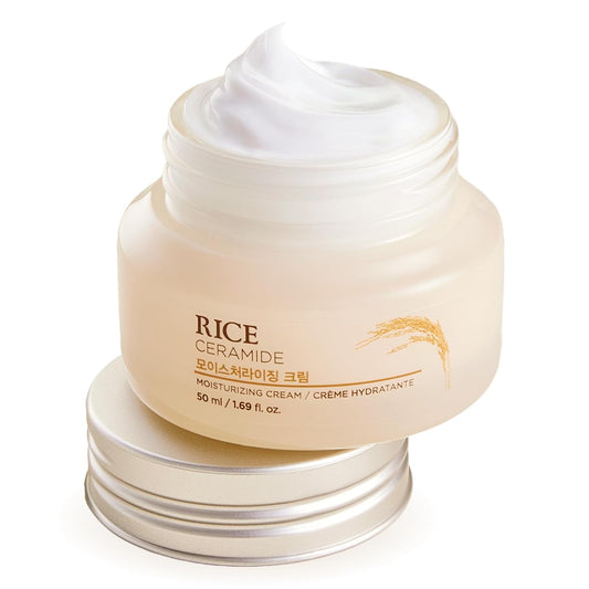The Face Shop Rice Ceramide Cream, Hydrating Face Moisturizer, for Dry & Combination Skin, Lightweight, Fast-absorbing, 1.69 fl. oz.