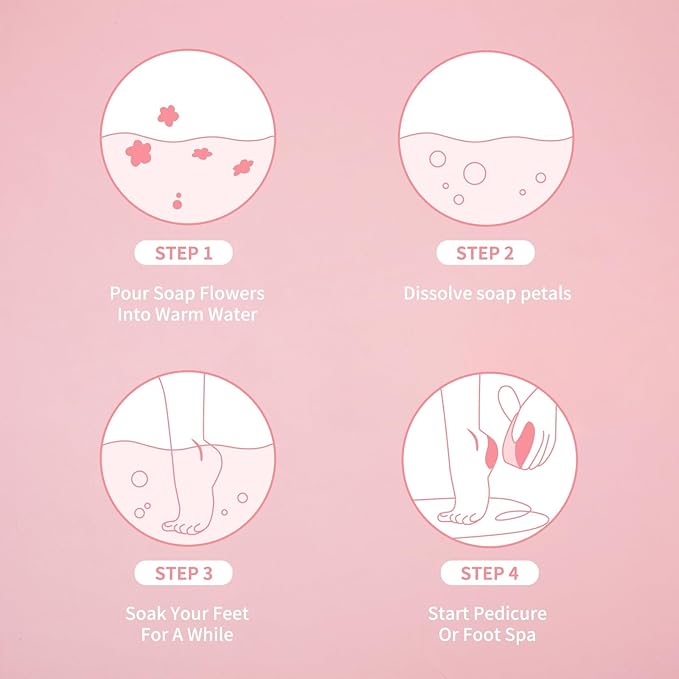 Foot Soak Flower Soap Sheets Pedicure Foot Soaks for Softens Calluses Moisturizing Relaxing Feet Pedi Party, Birthdays, Sleepovers Use (100g)