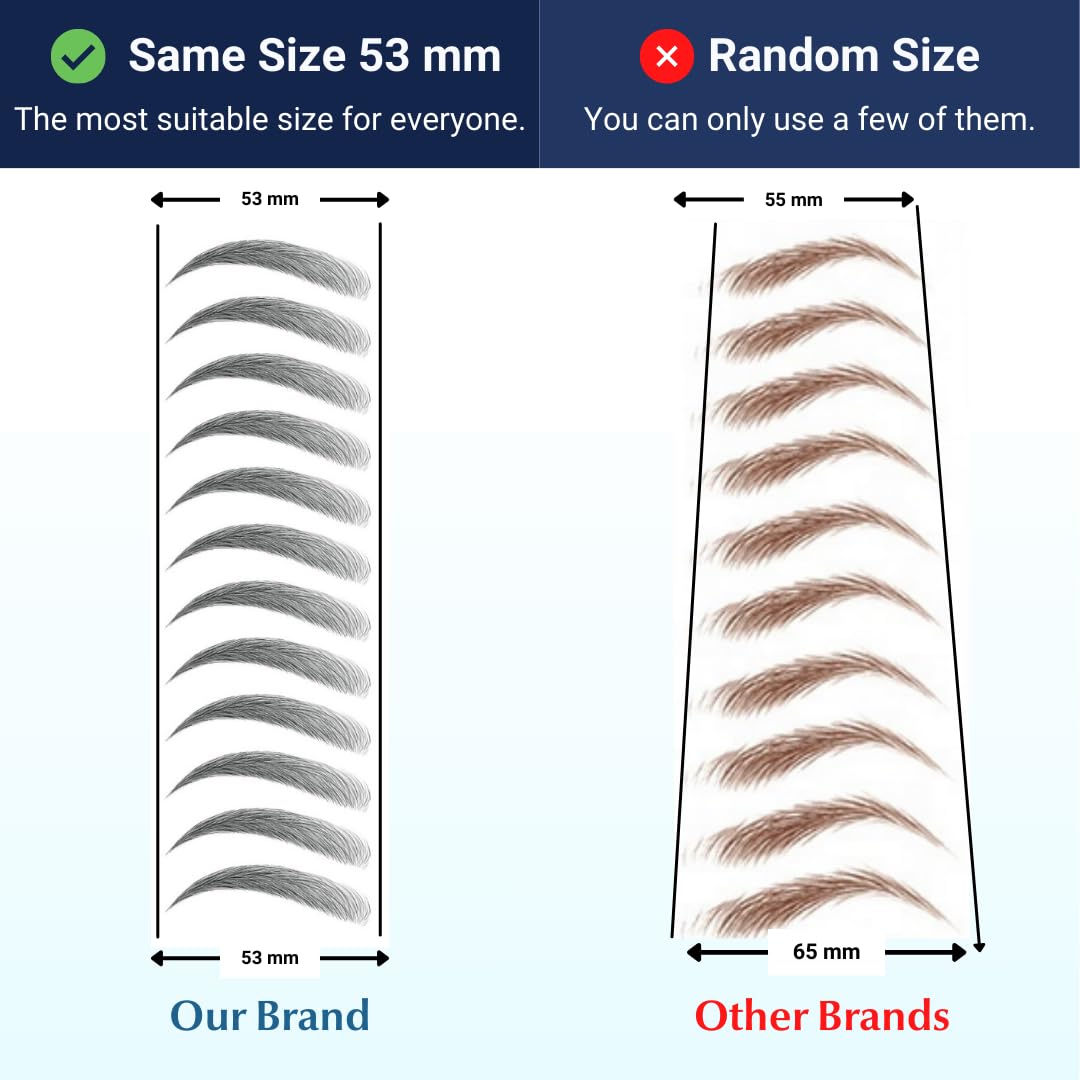 Bliss and Beyond USA Waterproof Eyebrow Tattoo Sticker - Long-Lasting, Natural looking Fake Eyebrow for Bald Spots, Alopecia, Chemo, Cancer gift. | Same Size tattoo | 2 Sheets (Dramatic Miami, Black)
