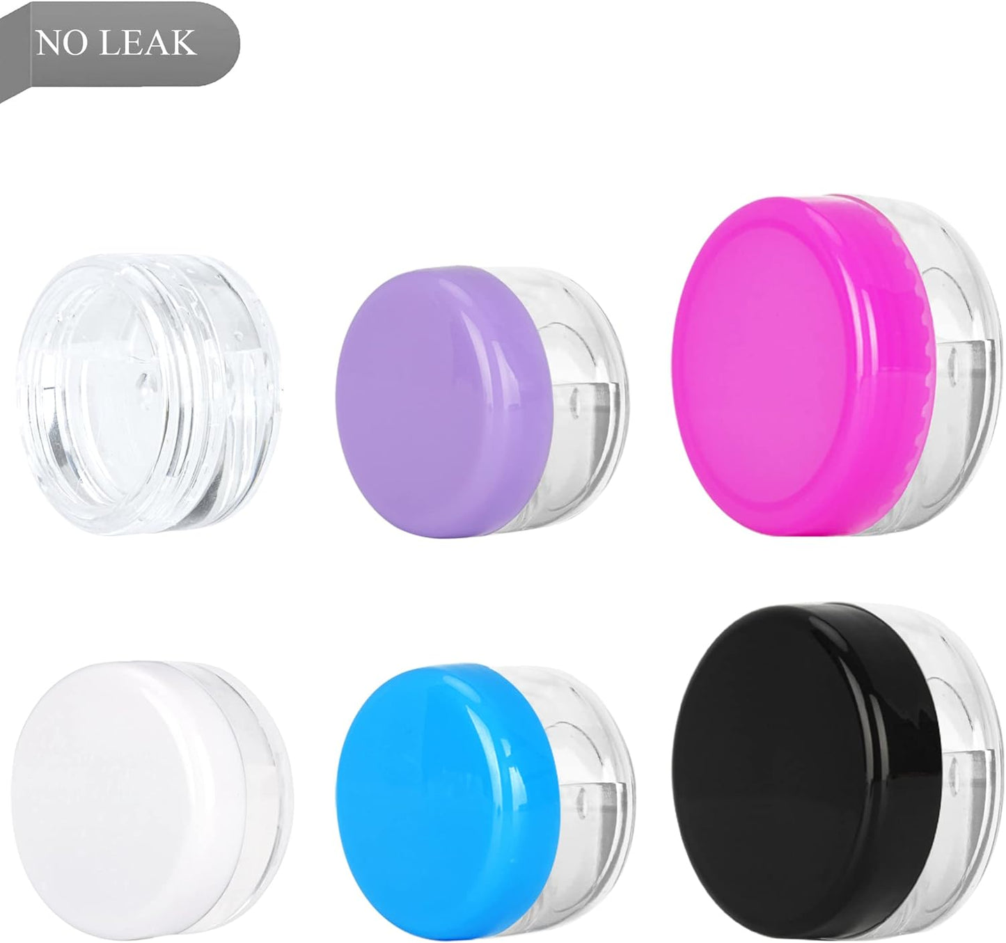 100PCS 3 Gram Sample Containers, 3ml Empty Jars with Lids, Small Cosmetic Containers, Mini Sample Jars with 8PCS Mini Spatulas for Make Up, Oils, Lotion, Powder, Paint, Jewelry, Lip Balms(Clear Lid)