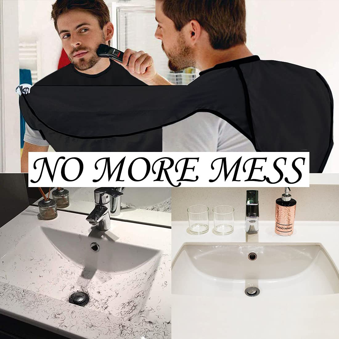 Beard Bib Beard Apron, Beard Catcher for Men Shaving and Trimming, Non-Stick Beard Cape Grooming Cloth, with 3 Suction Cups, Best Gifts for Father's Day