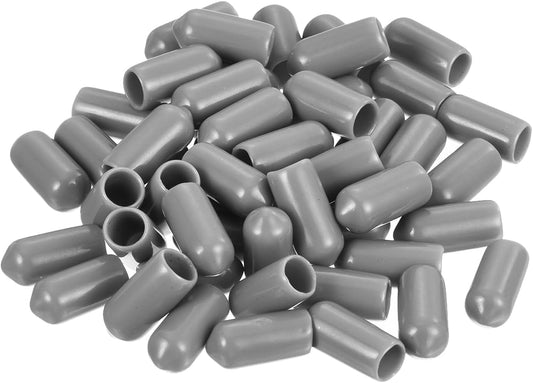 uxcell 50pcs Rubber End Caps Protective Caps 6.5mm ID Vinyl PVC Round Tube Bolt Cap Cover Screw Thread Protectors Light Grey