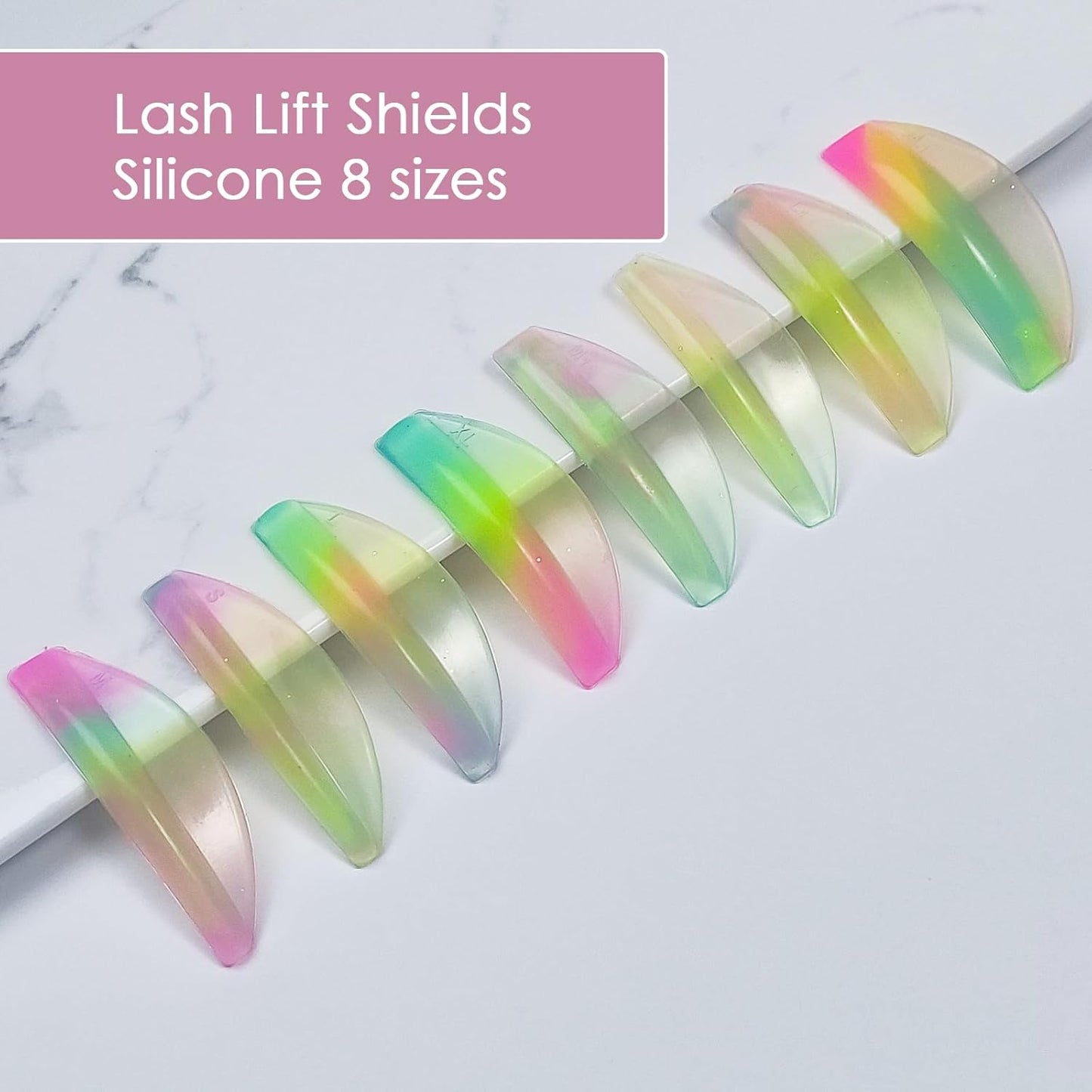 Libeauty Eyelash Lift Rods Reusable Lash Perm Pads 8 Pairs Set of Combi Silicon Pads C-Curl Eyelash Lifting Shield DIY Use at Home or Salon Lash Perming Tool