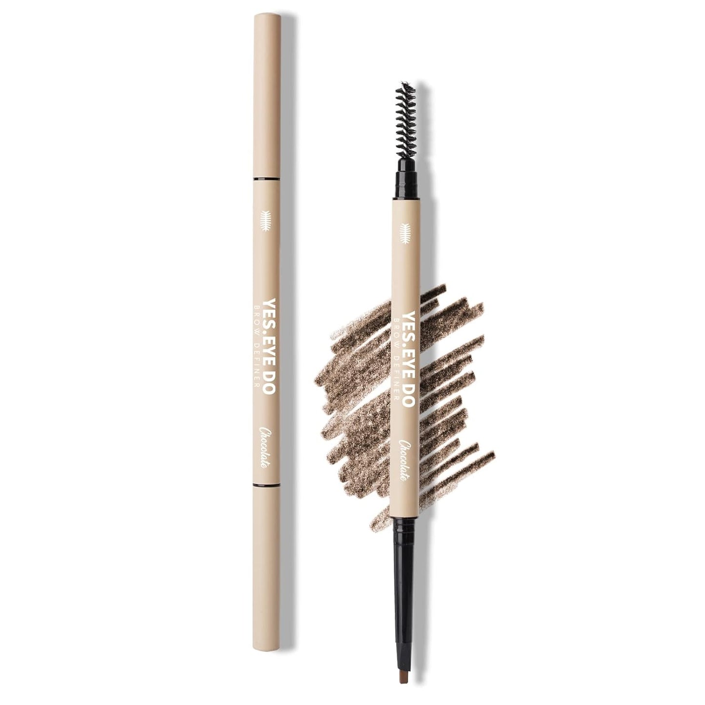 Eyebrow Pencil Deep Brown, Dual-ended Dark Brown Eyebrow Pencil, Waterproof Eyebrow Pen with Hair Like Stroke, Filling in Sparse Areas for Natural Looking, Chocolate, YES.EYE DO