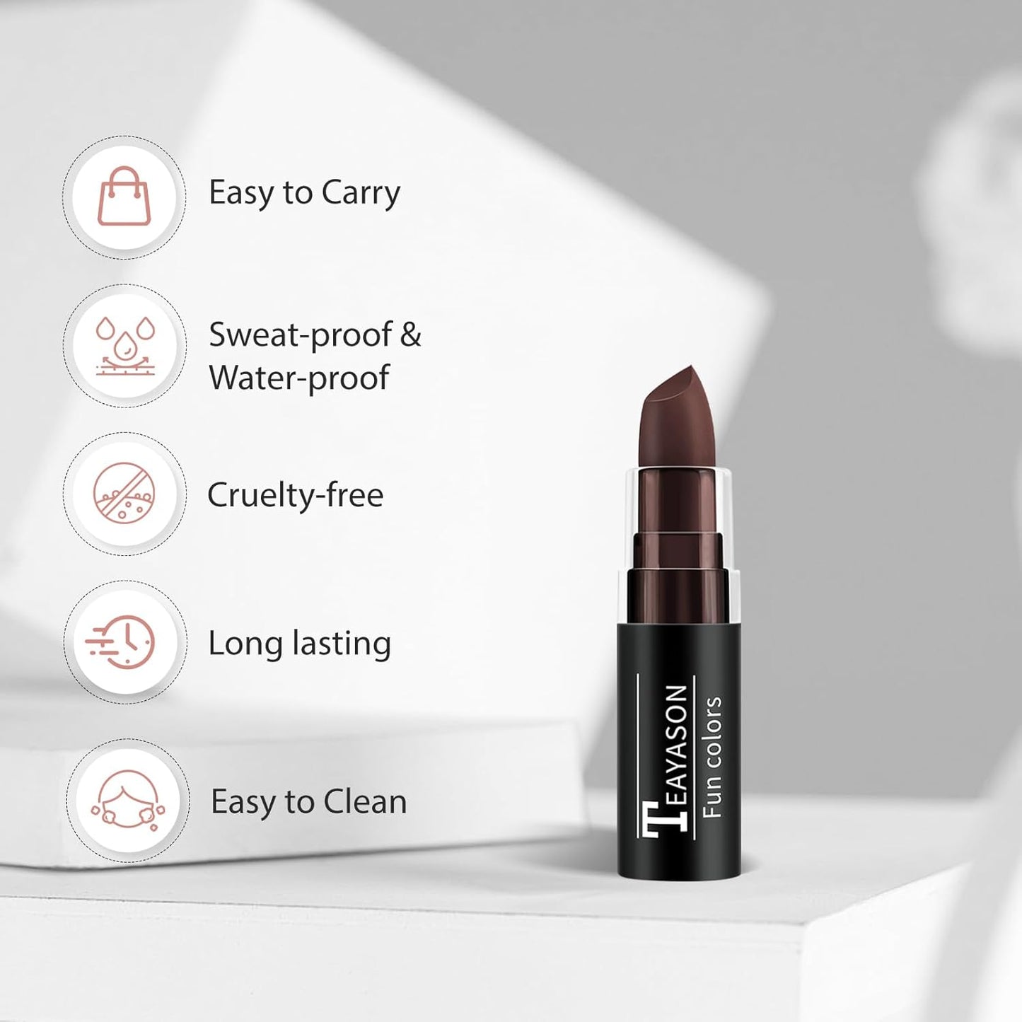 Brown Face Body Paint Stick, Matte Lipstick Eye Black Stick Face-Paint Make Up, Long Lasting Waterproof Brown Makeup for Halloween Deer Werewolf Face SFX Costume Cosplay Makeup