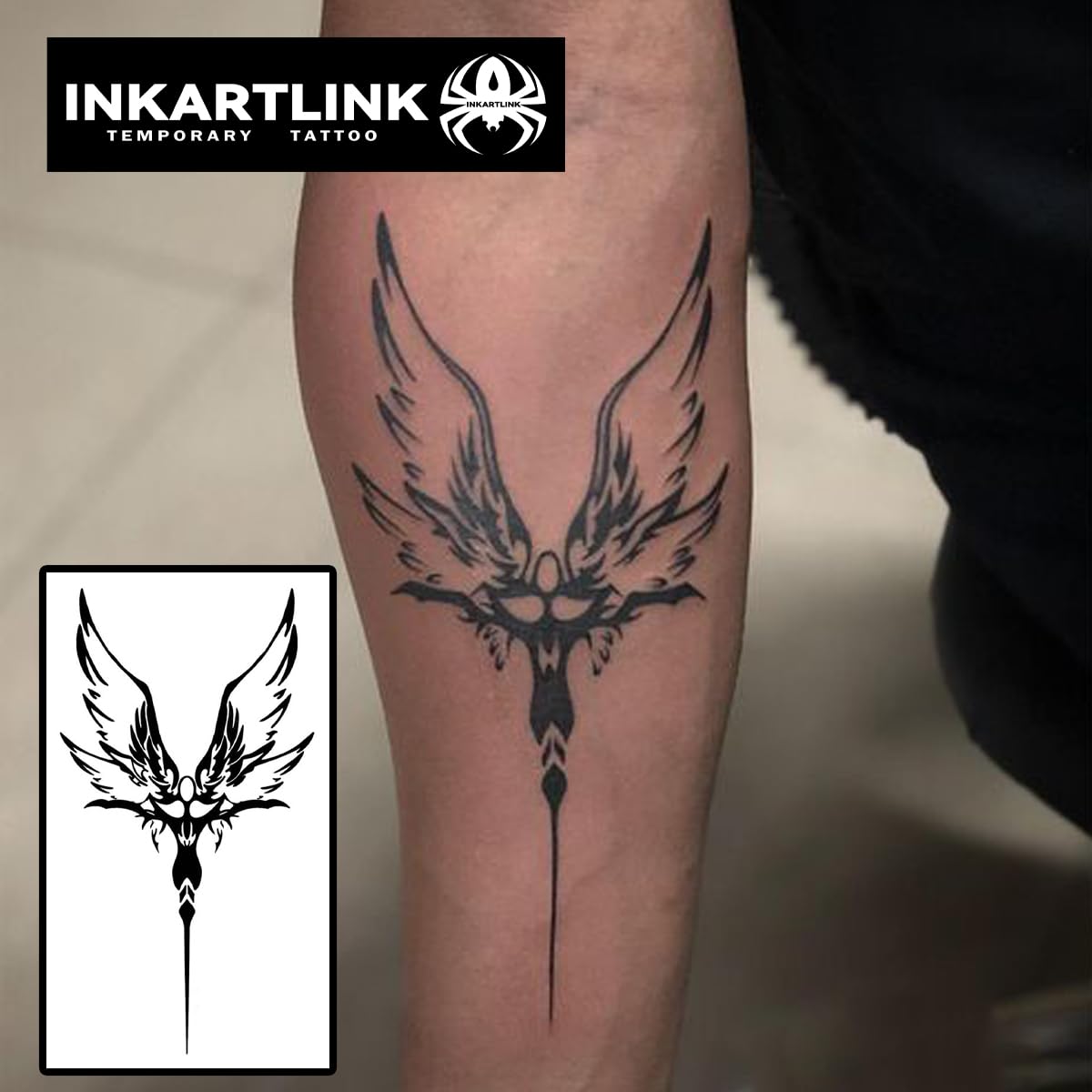 INKARTLINK Temporary Tattoos, Semi Permanent Tattoo Adult Art Design Waterproof Temp Tattoo Party Favors Tattoo Stickers Realistic Look, No Adhesive, Lasts 1-2 Weeks (Archangel)