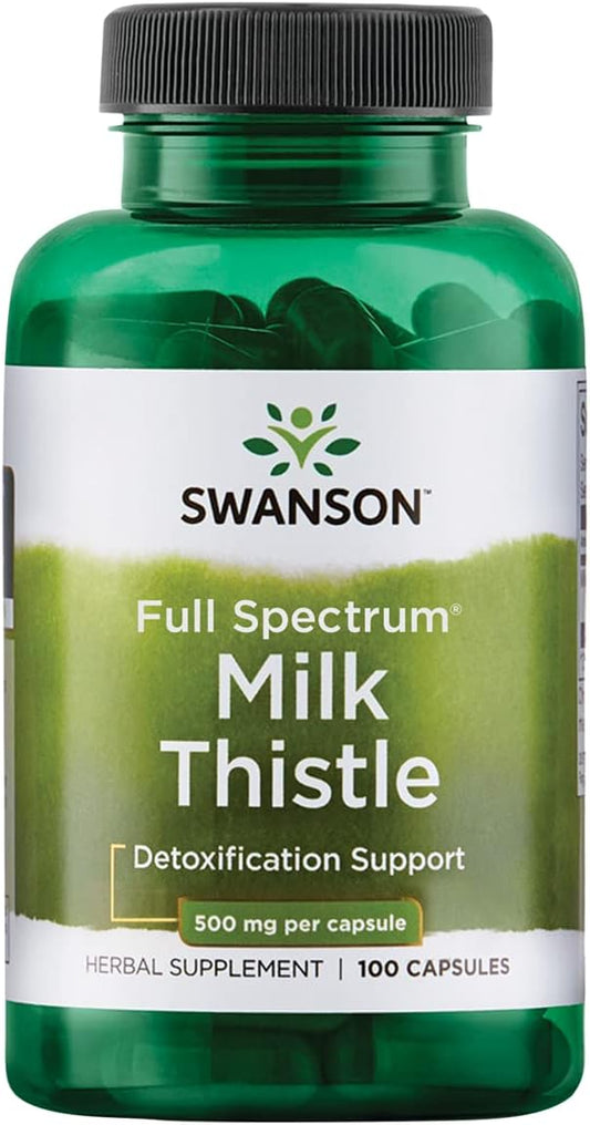 Swanson Milk Thistle-Herbal Liver Support Supplement-Natural Wellbeing-(100 Capsules, 500mg Each)