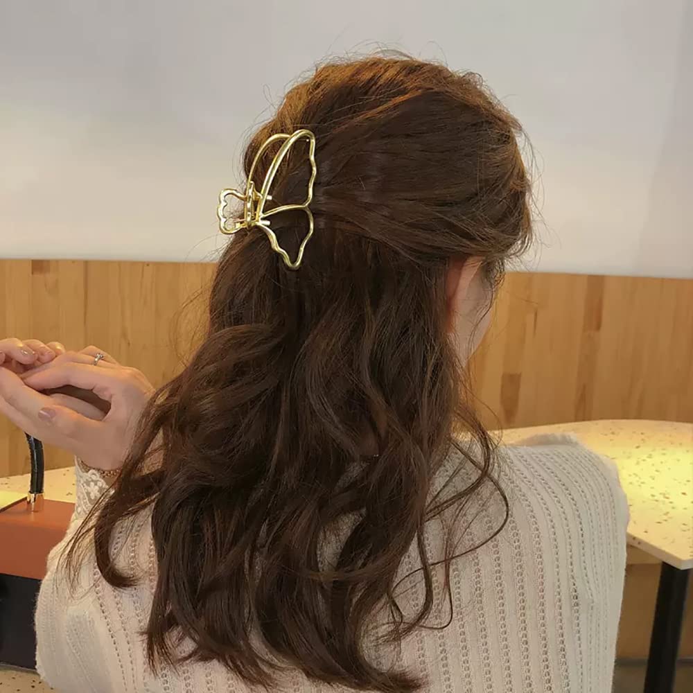 6 Packs Large Metal Butterfly Hair Claw Clips, Lady Thick Hair Catch Barrette, Non-slip Hair Jaw Clamp Clips Styling Fashion Accessories for Women Girls