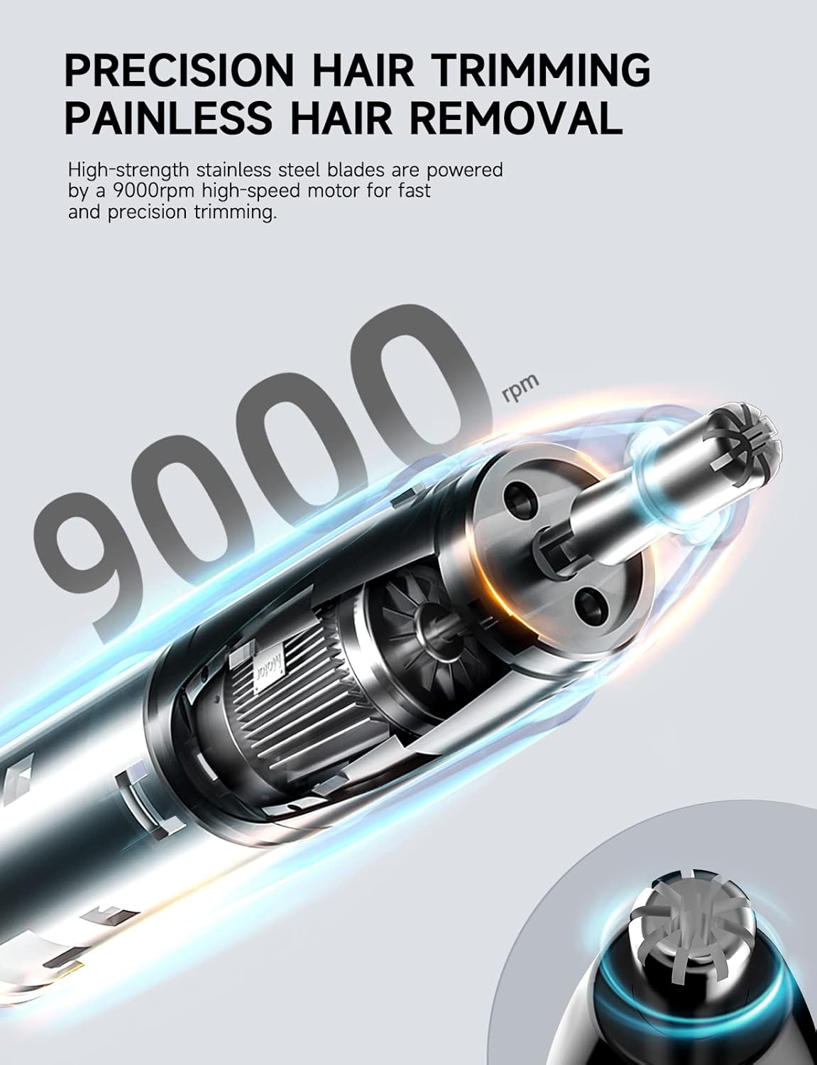 ZORAMI Rechargeable Ear and Nose Hair Trimmer - 2025 Professional Painless Eyebrow & Facial Hair Trimmer for Men Women, Powerful Motor and Dual-Edge Blades for Smoother Cutting Black