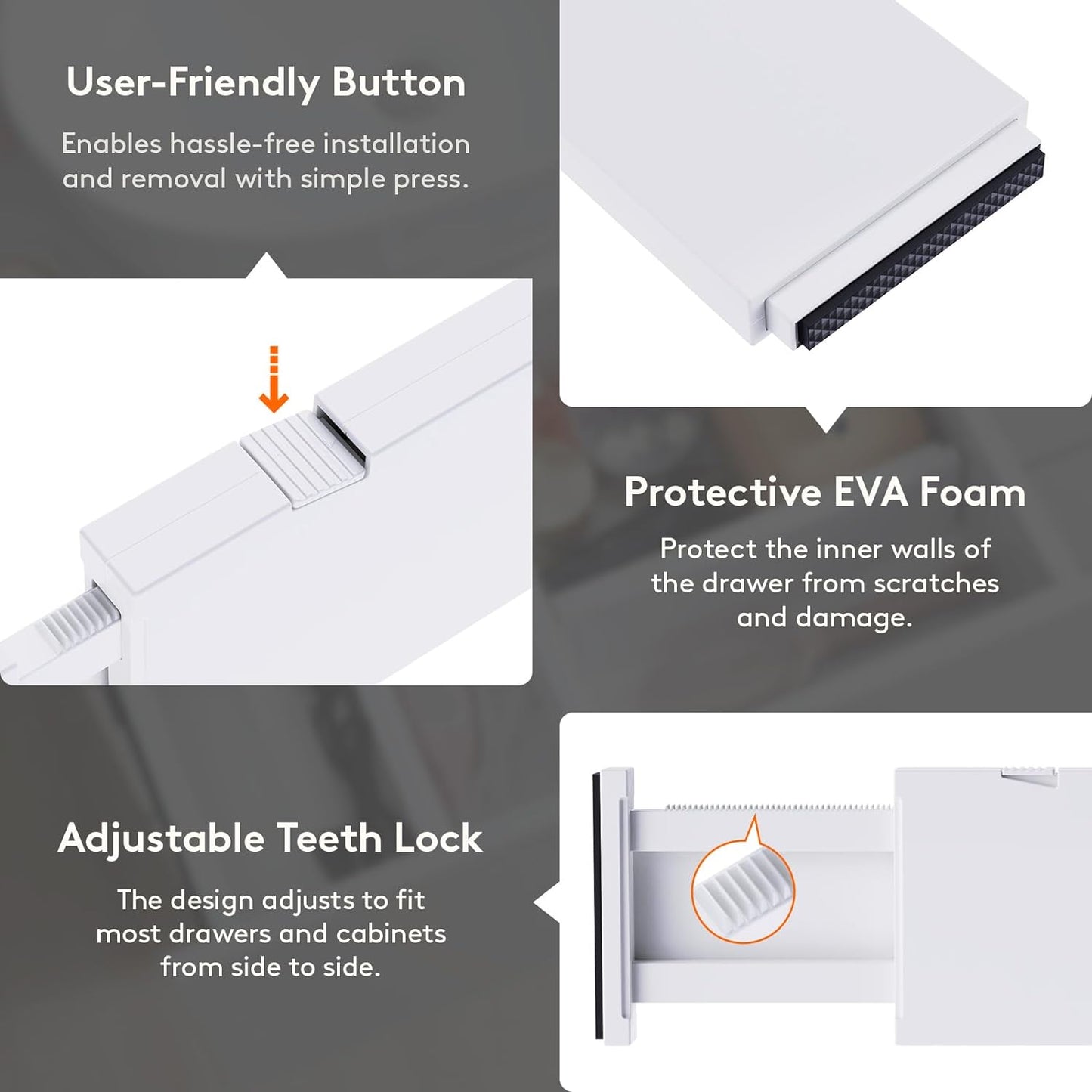 Lifewit 12 Pack Drawer Dividers Plastic 4" High, 13.5-22" Adjustable Drawer Organizers for Clothes, Expandable Dresser Separators in Bedroom/Bathroom/Kitchen/Fridge/Office Organization and Storage