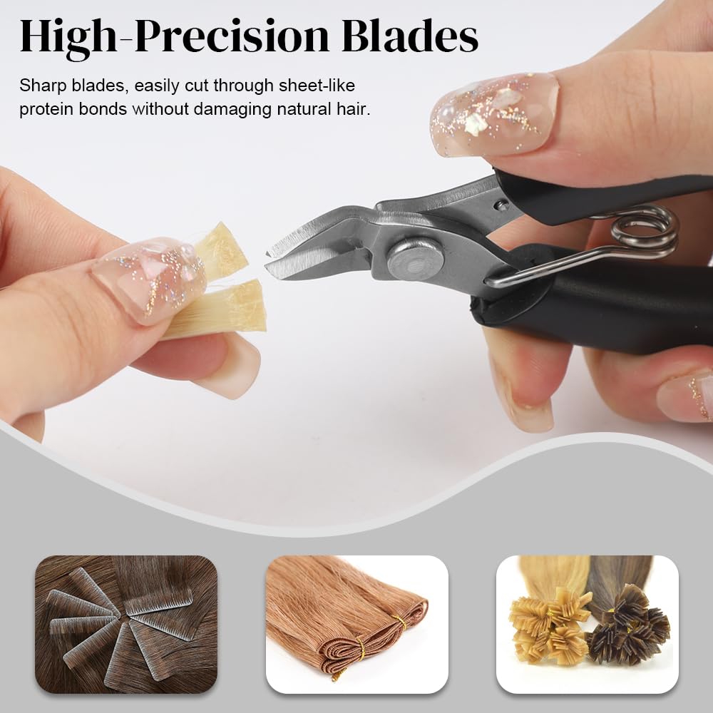 Hair Extension Pliers for Pre-bonded Extensions - Mini Size Keratin Bonding Cutter with Anti-slip Handle - Wire Flush Cutters - Diagonal Cutting Pliers for Electrician Wire Cutting