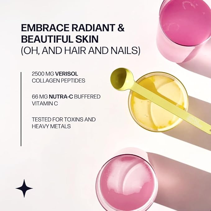 Sparkle Skin Boost No Flavor Verisol Collagen Peptides Protein Powder Vitamin C Supplement Drink, 2.8oz