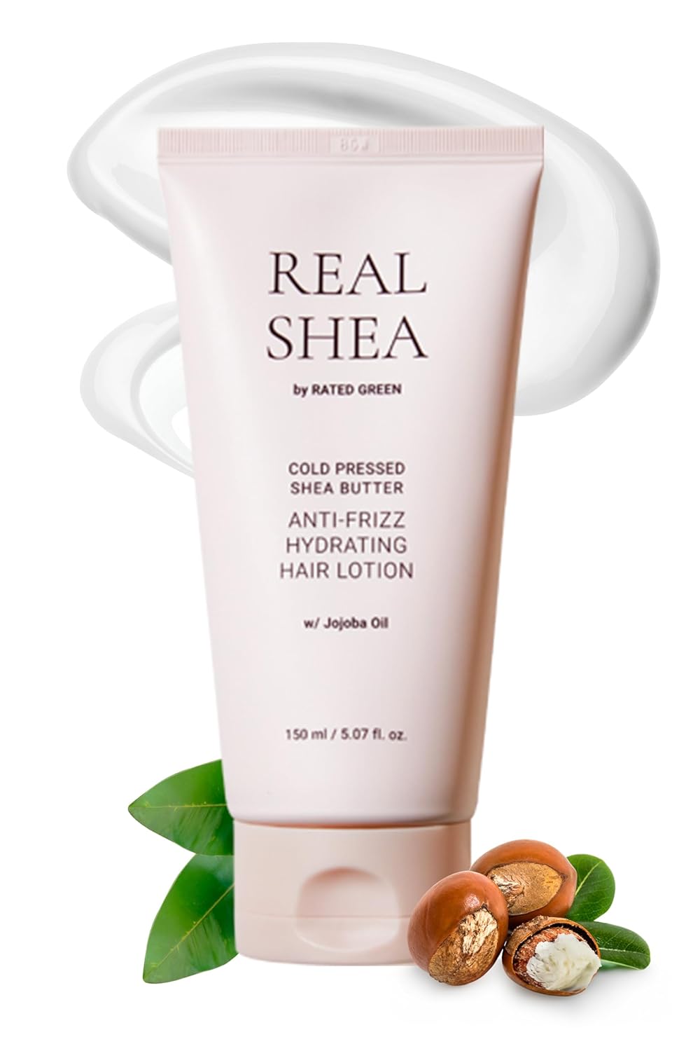 RATED GREEN Real Shea Anti-Frizz Hydrating Hair Lotion | Shea Butter Hair Moisturizer & Hair Care Lotion for Dry, Frizzy, Damaged Hair | Daily Leave-in Treatment, 5.07 fl oz