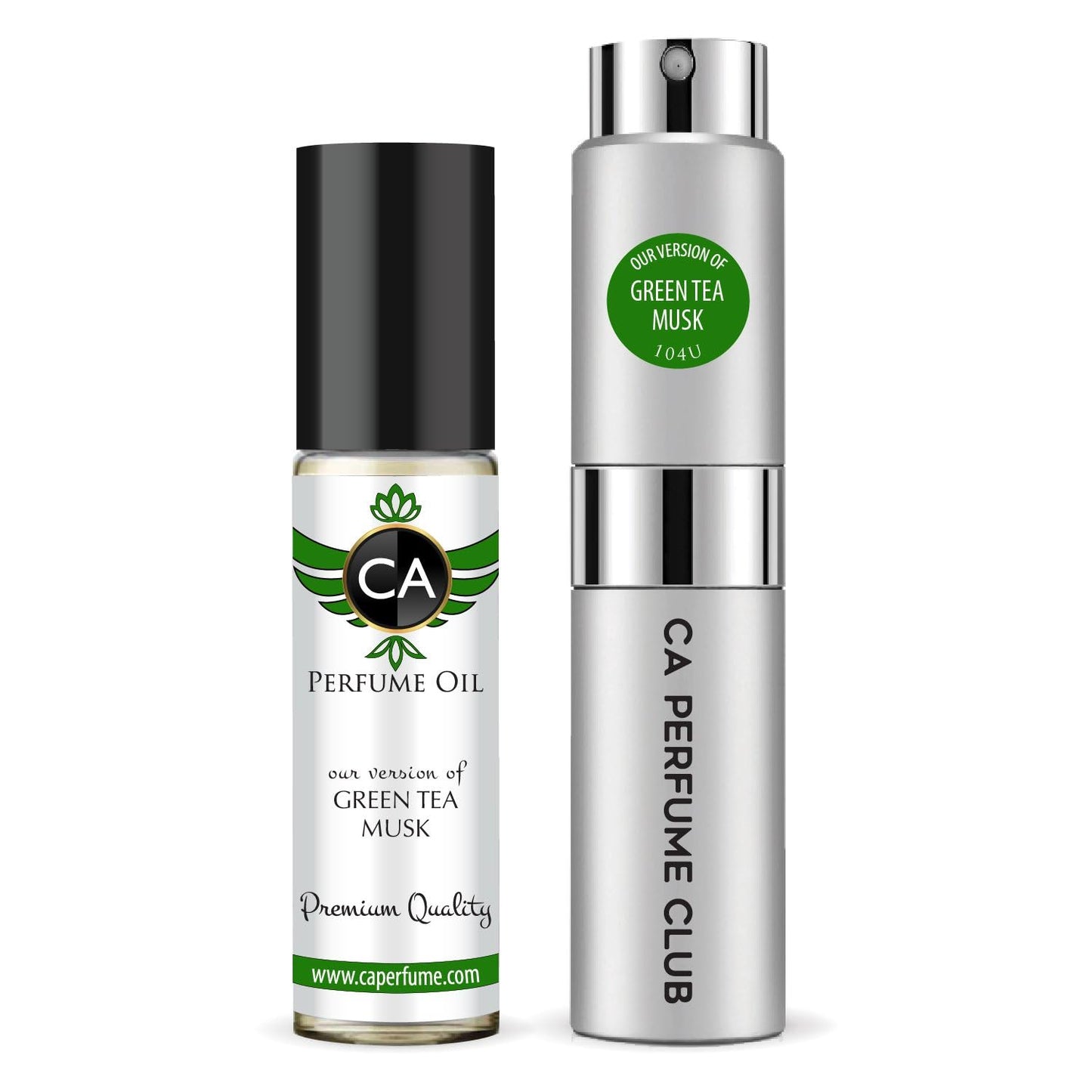 CA Perfume Duo Impression of Green Tea Musk For Women And Men Perfume Layering Set Long Lasting Travel Size EDP + Body Oil Roll-On Bottle 0.27 Fl Oz+0.33 Fl Oz