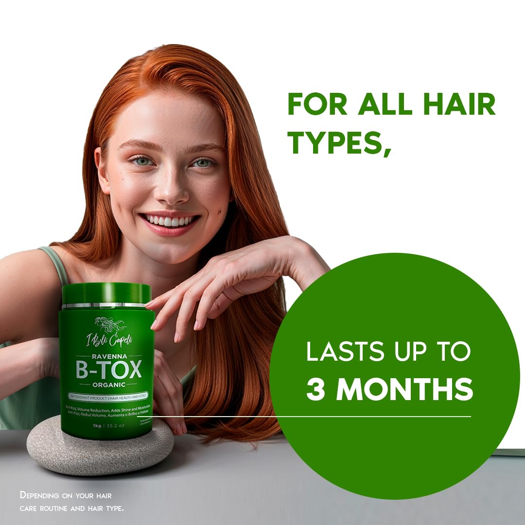 I Belli Capelli Ravenna Hair Straightening Kit – Organic Hair B-tox & Aloe Vera Mask – Anti-Frizz, Intense Hydration & Shine – Formaldehyde-Free B-otox Hair Treament For All Hair Types (2-Pack)