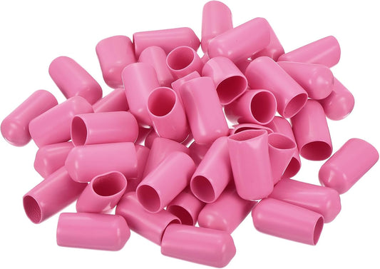 uxcell 50pcs Rubber End Caps 10mm(3/8 inch) ID Vinyl PVC Round Tube Bolt Cap Cover Screw Thread Protectors Pink, 0.4 inch