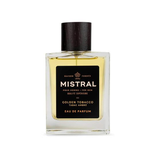 Mistral Men’s Cologne – Golden Tobacco Eau de Parfum | Warm & Aromatic Perfume For Men with Bergamot, Tonka Bean & Cashmere Wood | Cruelty-Free & Long-Lasting Cologne for Men, Made in France - 3.4 Oz