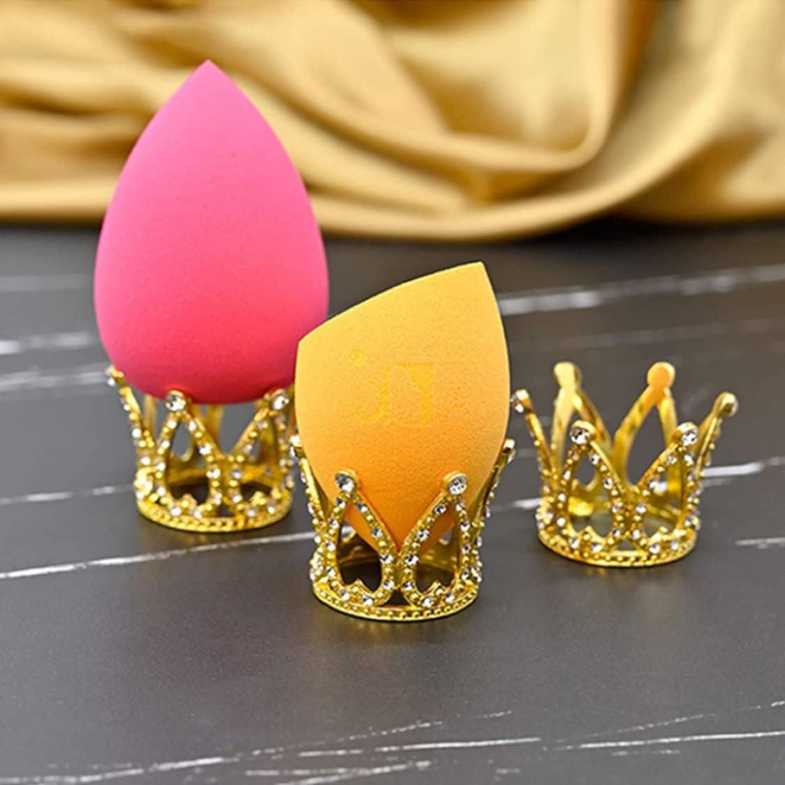 Makeup Puff Rack Beauty Sponge Dry Stand Powder Puff Storage Holder Container Silver 3PCS Makeup Sponge Drying Stand