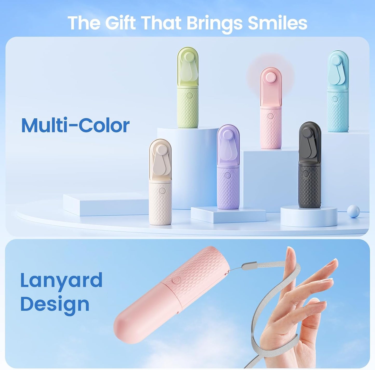 Handheld Mini Fan, Rechargeable Battery Operated small Portable Fan Up to 15 Working Hours, Powerful Safety Design Pocket Fans for Travel/Outdoor/Concert/Beach/Make-up, Gifts for Mom, Teens, Pink