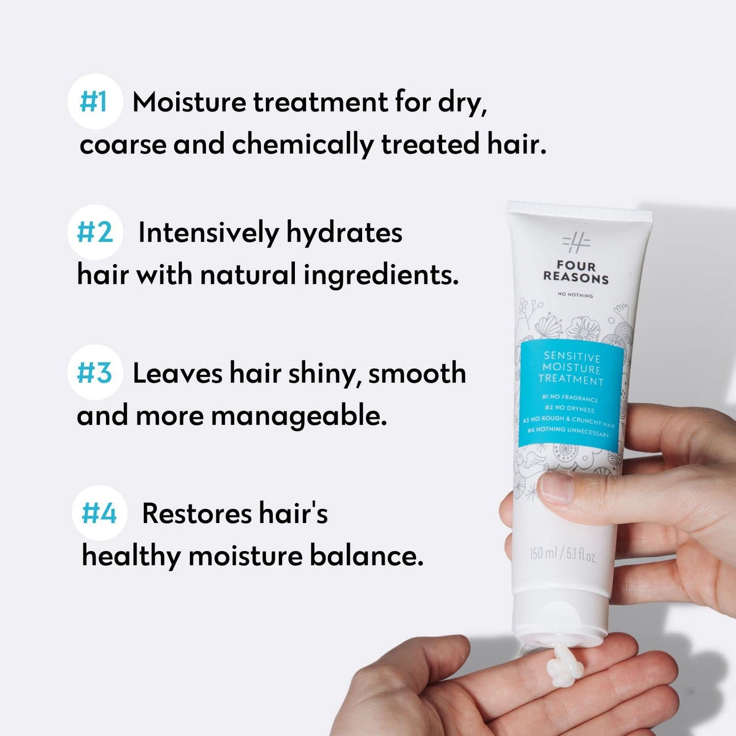 No nothing Sensitive Moisture Treatment - Perfume-free, Moisturising Intensive Treatment - For Dry and Damaged Hair - 100% Vegan -150 ml (New Packaging)