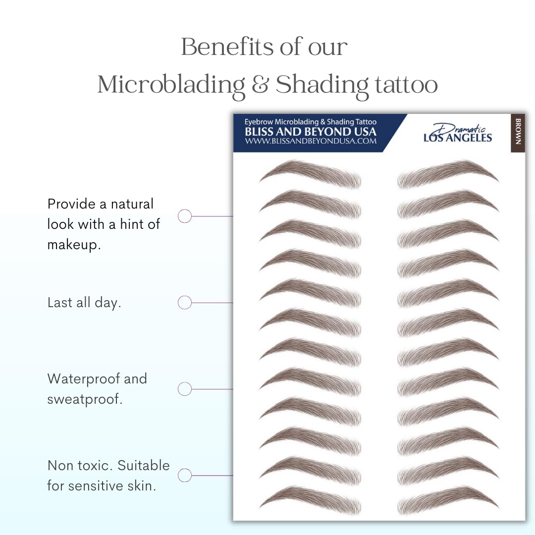 Bliss and Beyond USA | Microblading & Shading Tattoo | A combination of hair stoke and powdered brows | Non-toxic | Vegan friendly Dramatic Los Angele, Brown)