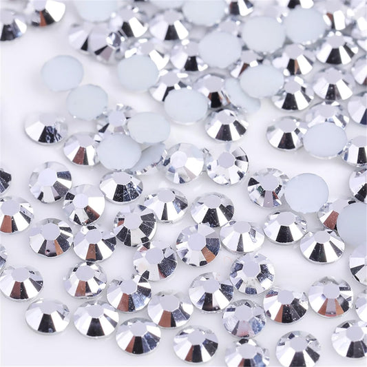 500 Pieces SS30 6mm Flatback Rhinestones Clear Glass Round Gems Crystals for Nail Art DIY Crafts Clothes Shoes Bags （Silver）
