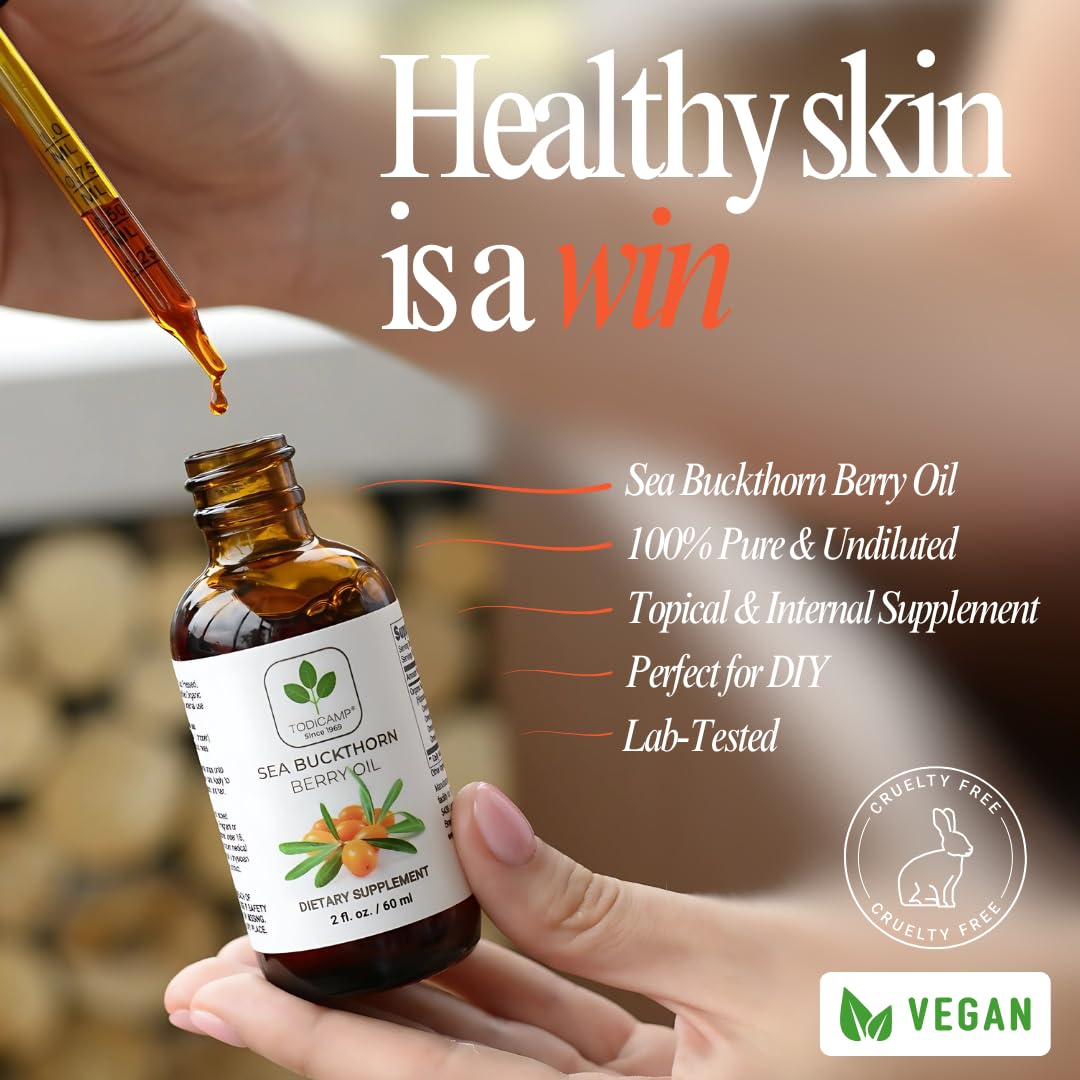 Sea Buckthorn Oil - 1 fl oz Cold-Pressed Sea Buckthorn Berry Oil - Seabuckthorn for Face, Hair, Body & Supplement