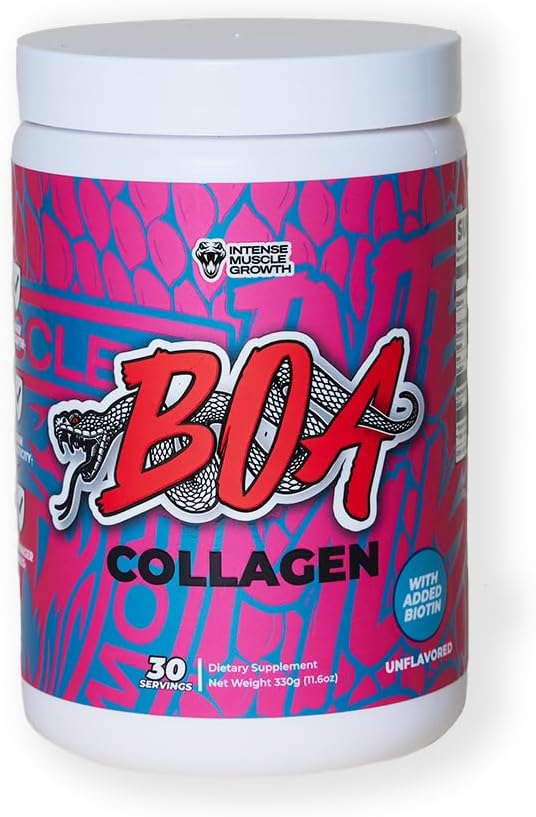 BOA Collagen - All Natural Hydrolyzed Protein Collagen with Biotin and Iron - Promotes Hair, Skin and Nails - Supports Healthy Joints - Unflavored - 30 Servings