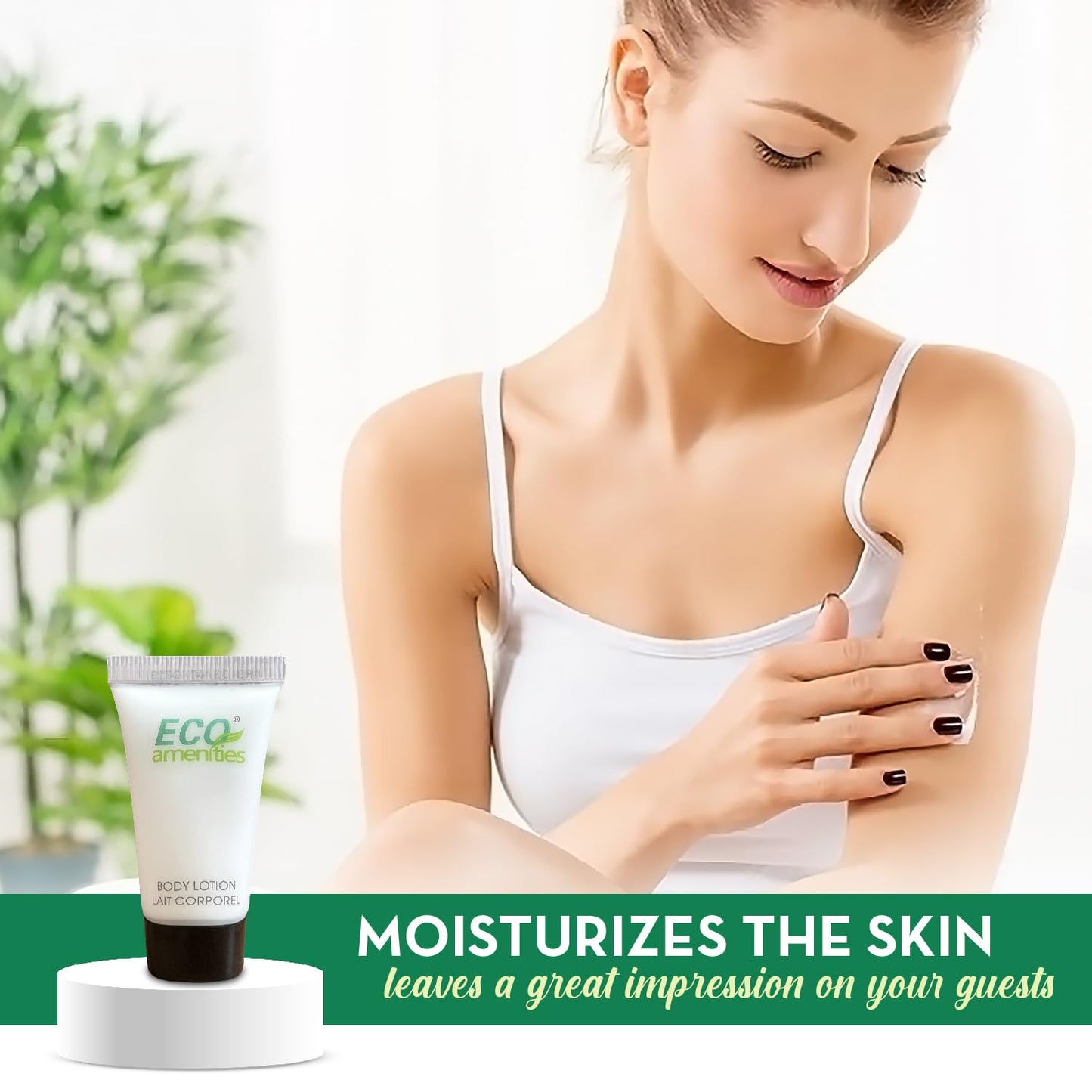 ECO amenities Mini Lotion Bulk - 72 Count 0.75 fl oz (22 ml) Tubes - Travel Size Toiletries & Body Lotion Tubes - Green Tea Scent for Hotel Amenity Kit & Spas