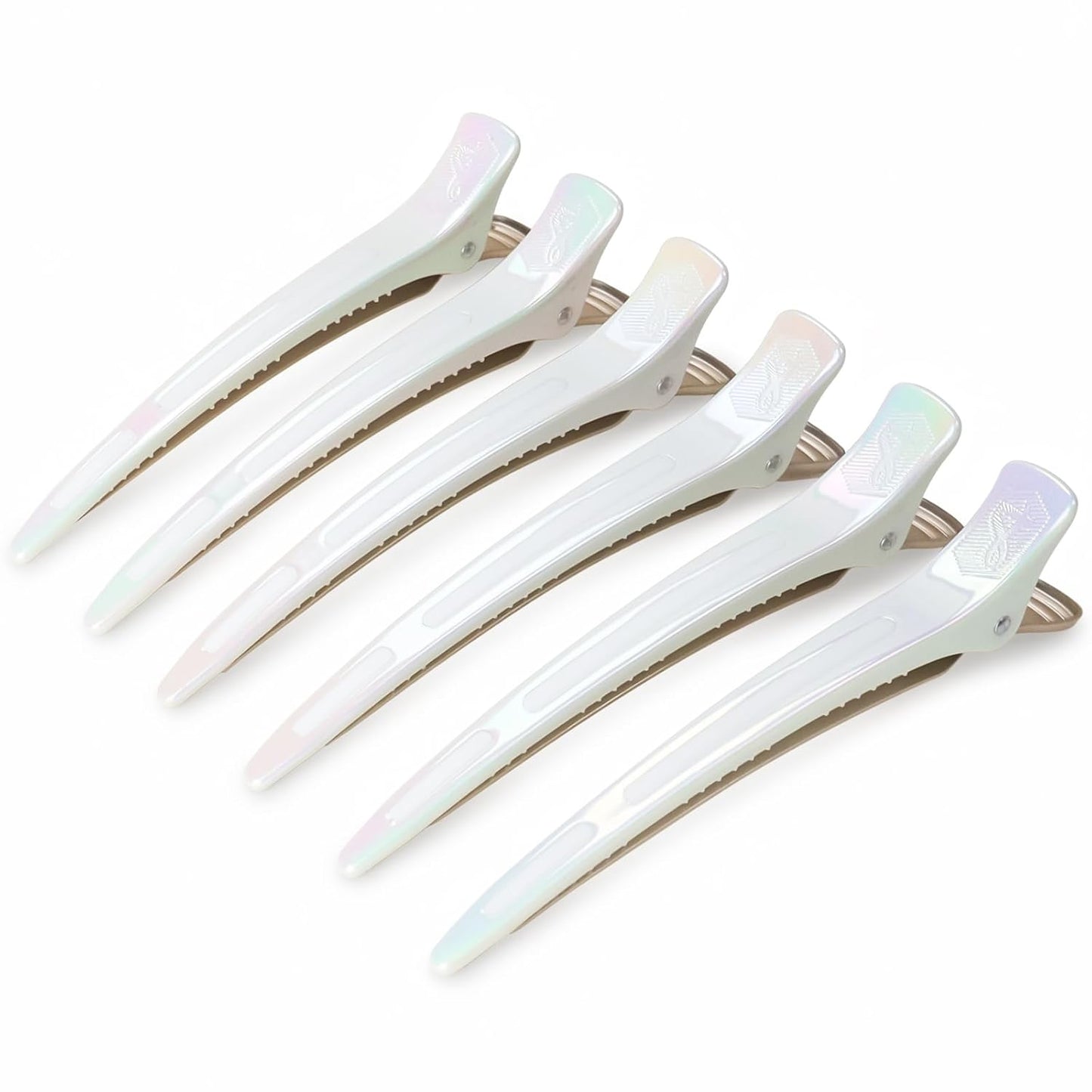 AIMIKE Extended Sectioning Hair Clips w/Built-in Silicone Band, 4.8" No-Crease Non-Slip Hair Styling Clips for Thick, Long Hair – Blow Drying,Hair Rollers, Rust-Free –6 Pack, OpalShell Duckbill Clips