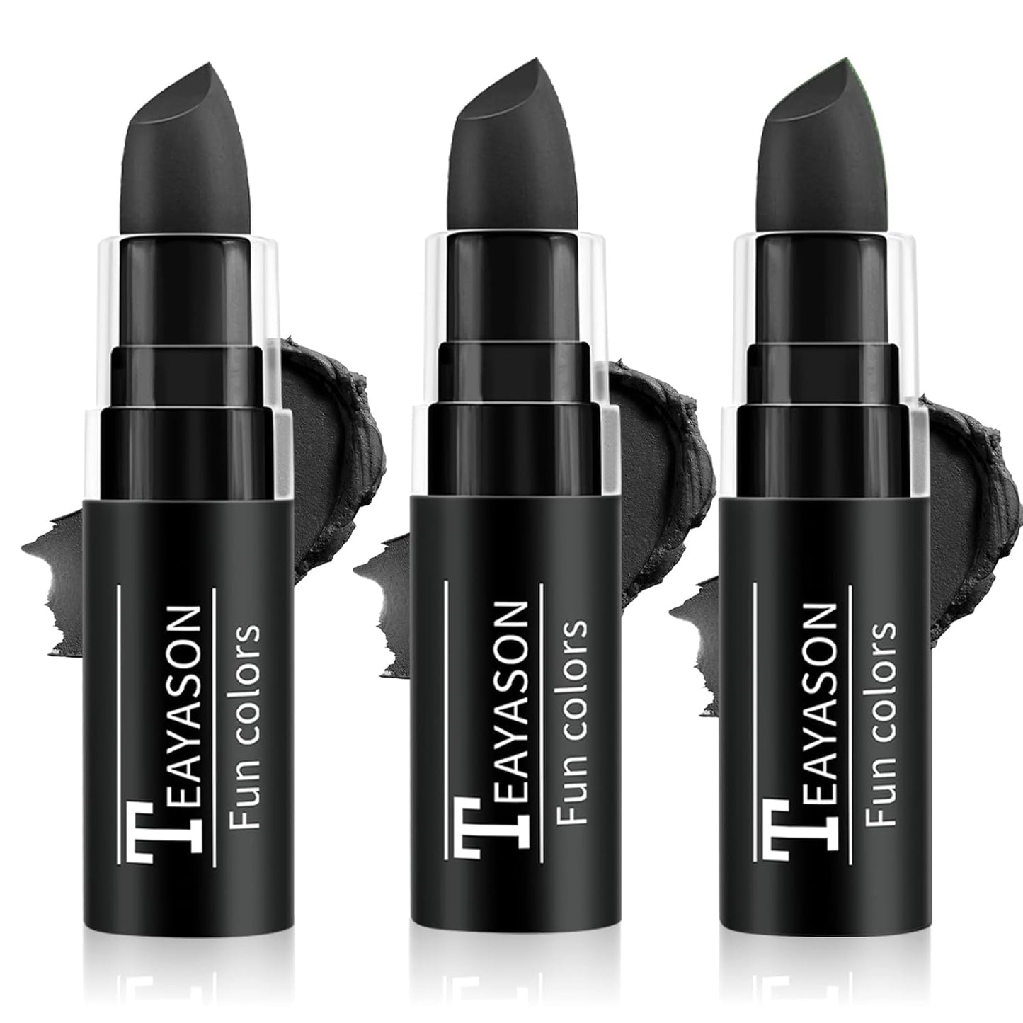 3PCS Eye Black Stick Face Body Paint Stick, Matte Black Lipstick, Long Lasting Waterproof Face Makeup for Halloween Zombie Clown Vampire Skeleton Skull Joker Cosplay Makeup Football Baseball Sport