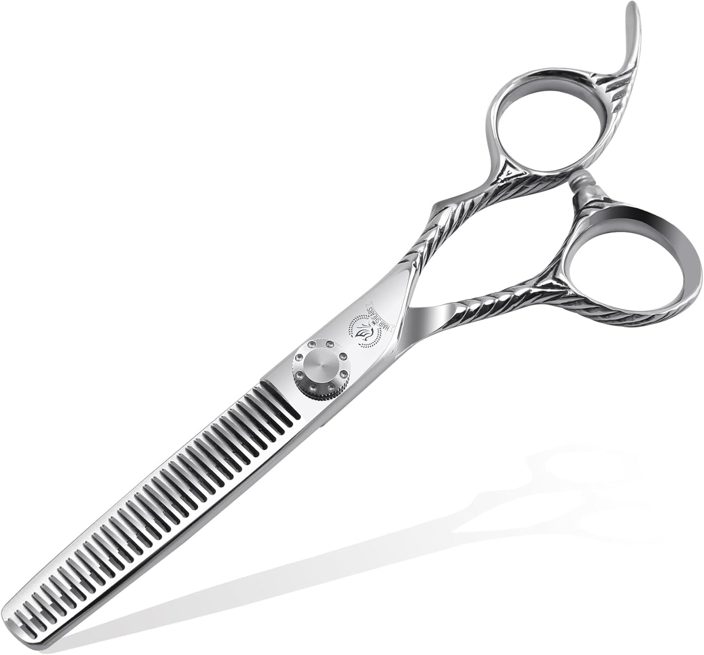 Fenice Peak Hair Thinning Scissors 6.0'' Barber Texturizing Shears 440C Thinner Hair Scissors with Engraving Handle for Salon and Home User