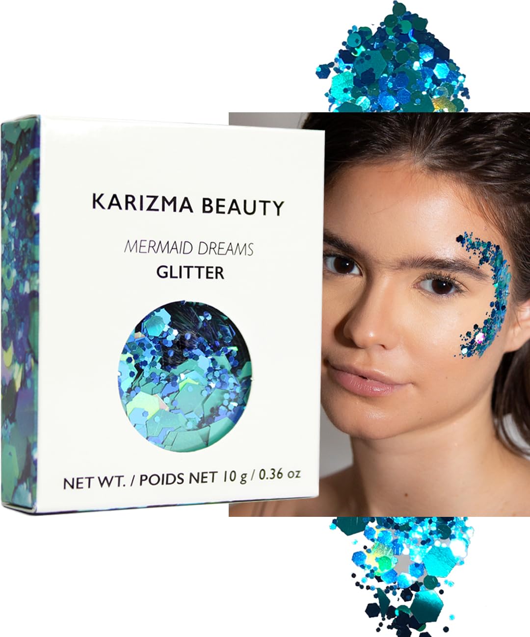 KARIZMA Mermaid Dreams Glitter Set - 10g Chunky Face, Hair, Eye & Body Glitter for Women. Rave & Festival Accessories