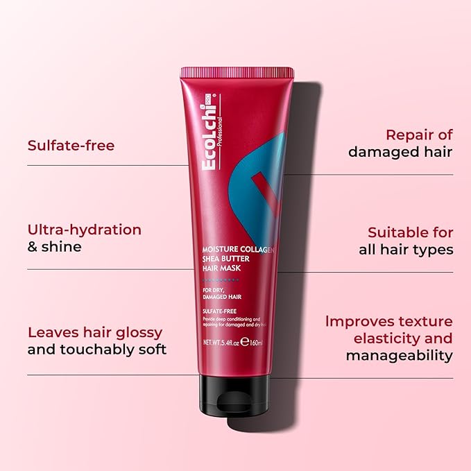 Collagen Hair Mask Deep Repair Conditioning Moisture Collagen Shea Butter Hair Treatment for Dry and Damaged Hair All Hair Types 5.4fl.oz 160ml