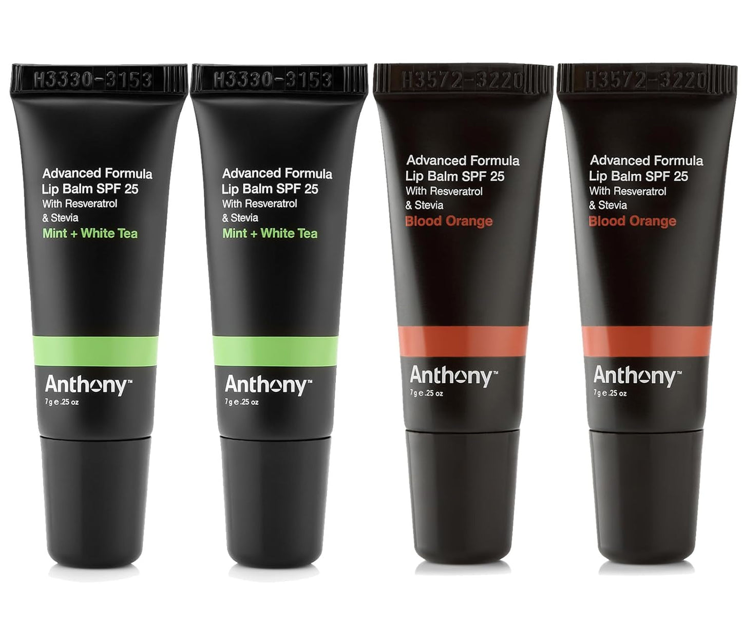 Anthony 25 SPF Lip Balm With Sunscreen - Contains Green Tea Extract, Shea Butter & Vitamin E - Moisturizing Repair Care Treatment for Chapped & Dry Lips 4-Pack