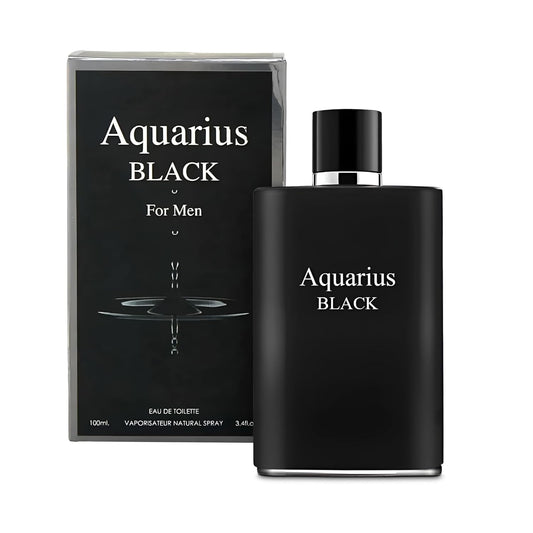 Aquari Black Sensual Woody Fragrance for Men | Long Lasting Cologne Aromatic Scent, Eau de Parfum Natural Spray - Great Holiday Gift, 3.4 Fl Oz/100 Ml
