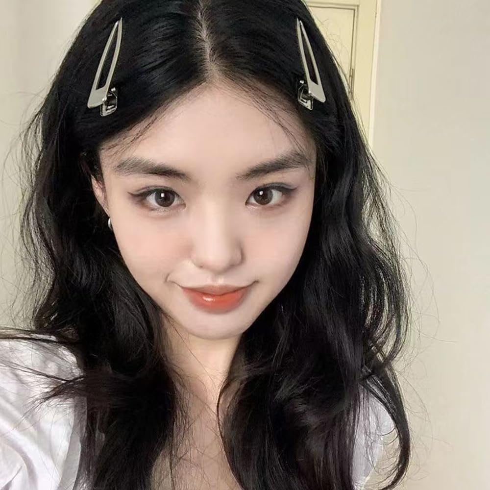 24pcs Silver Hair Clips for Women: 12 Pairs Metal Bangs Hair Clip Pins & Barrettes - Alligator Clips & Star Hairclips for Styling