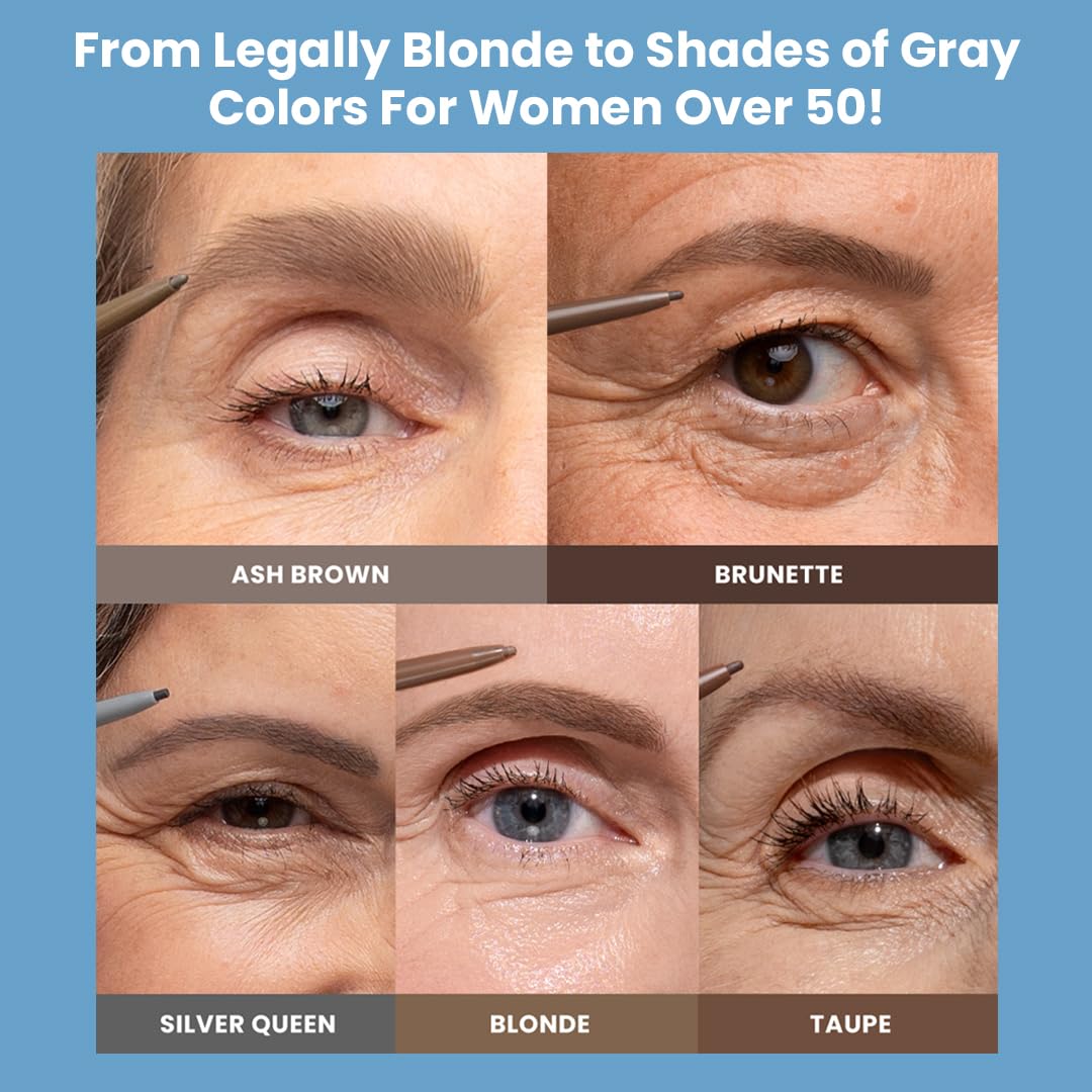 Prime Prometics PrimeBrow Pencil for Mature Women – Ultra-Precise Tip for Natural, Hair-Like Strokes – Smudge-Proof & Long-Lasting Wear – Great for Thinning, Sparse, or Graying Brows (Ash Brown)