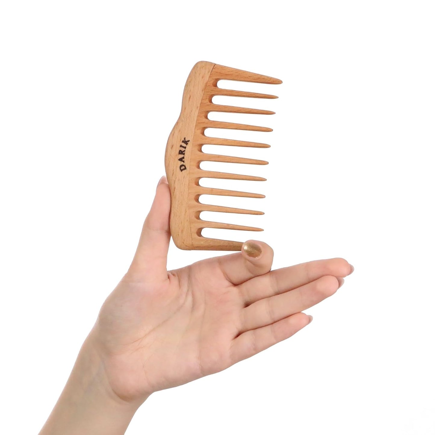 Wide Tooth Wooden Comb Handmade - Natural Vintage Style Wide Tooth Comb for Curls Gentle Styling - Anti-Static Wood Hair Combs For Women Detangling (Oval Wide Tooth)