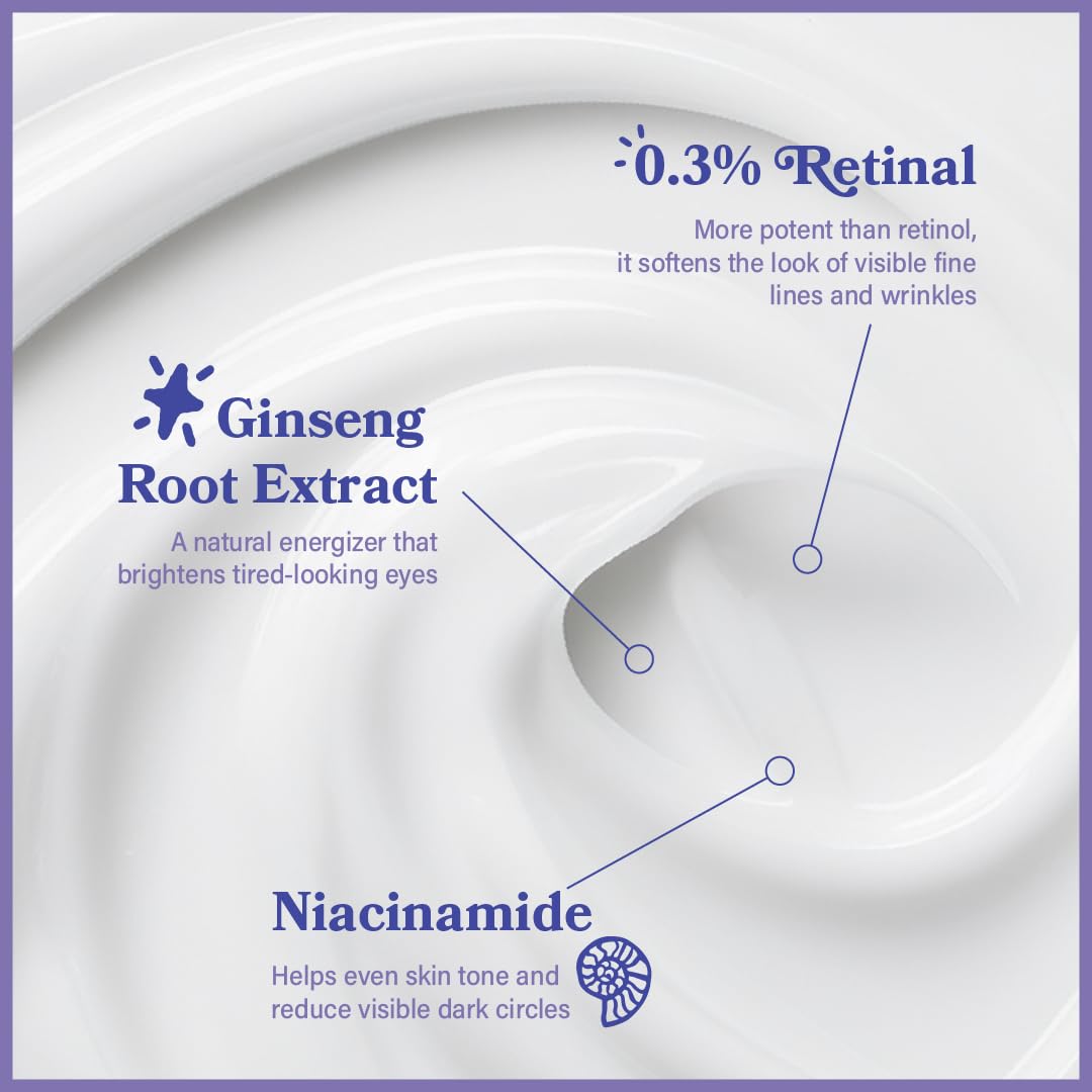 LE GUSHE Retinal Under Eye Cream - Anti Aging Retinol Eye Cream for Dark Circles and Fine Lines - With Ginseng and Niacinamide - Undereye Dark Circles Treatment (52 ml / 1.76 fl oz)